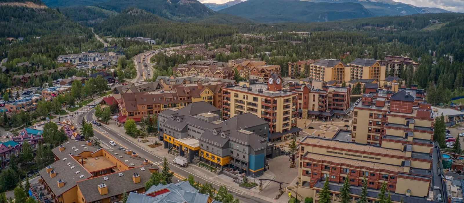 Aerial view of the ski town of Breckenridge, Colorado