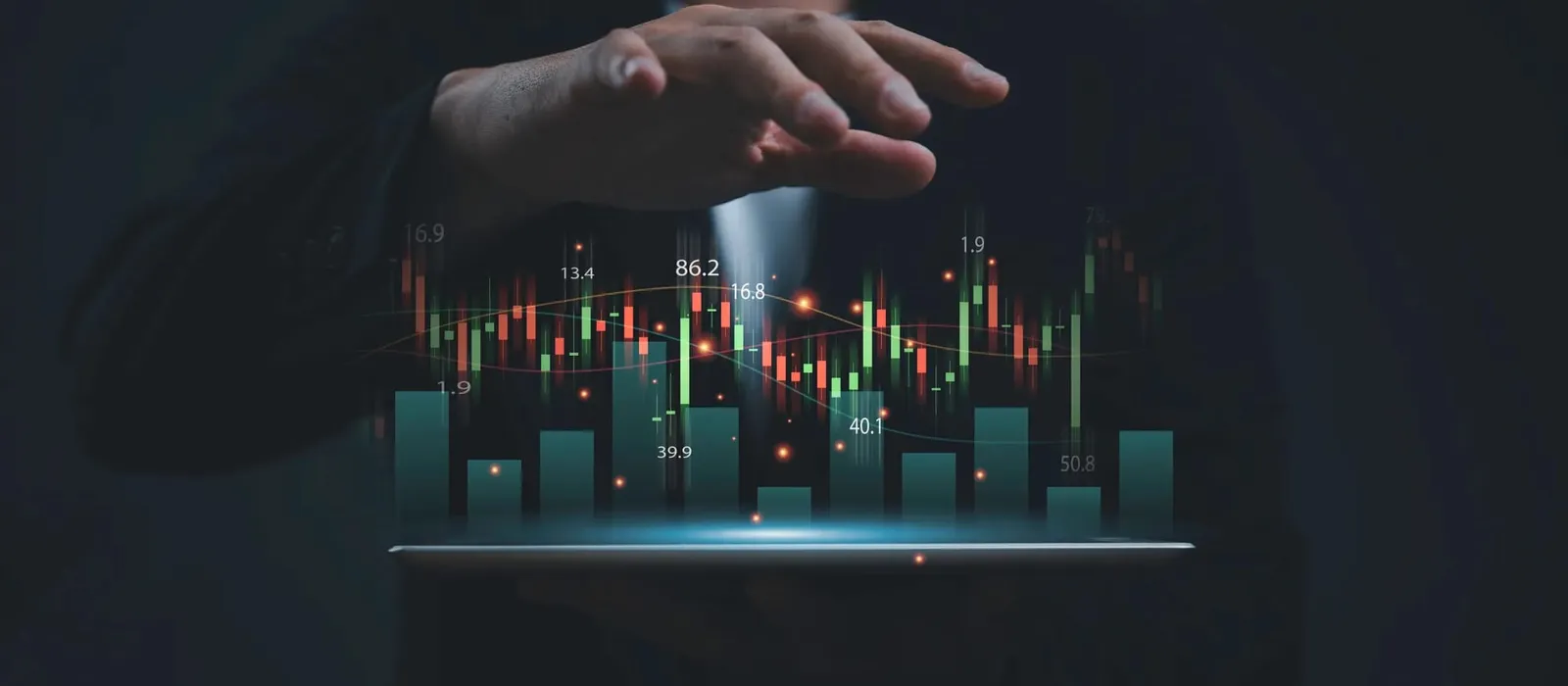Financial chart with stock market data on a screen