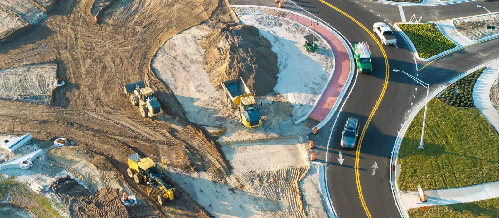 Aerial view of a highway under construction