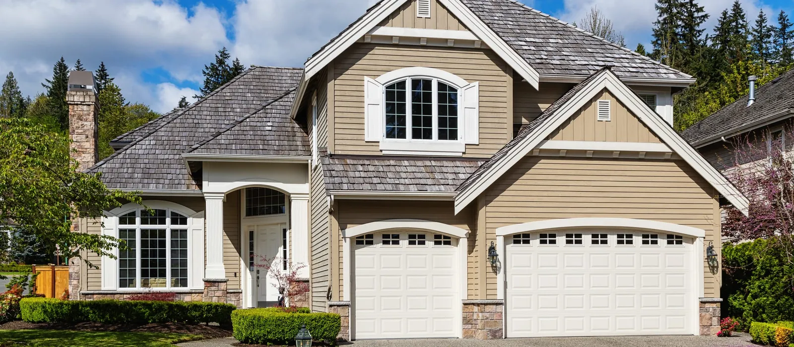 Modern suburban house with a two-car garage