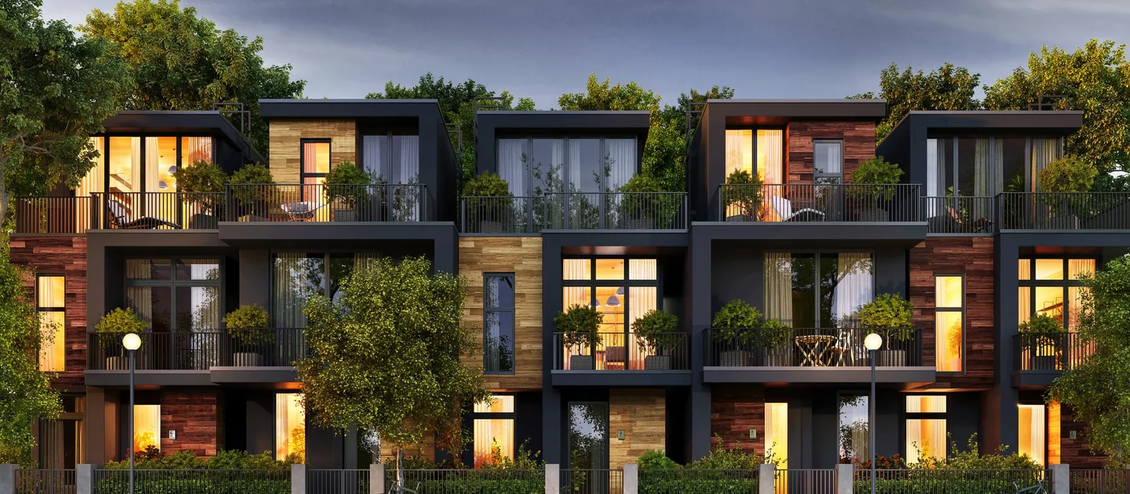 Modern townhouse facade