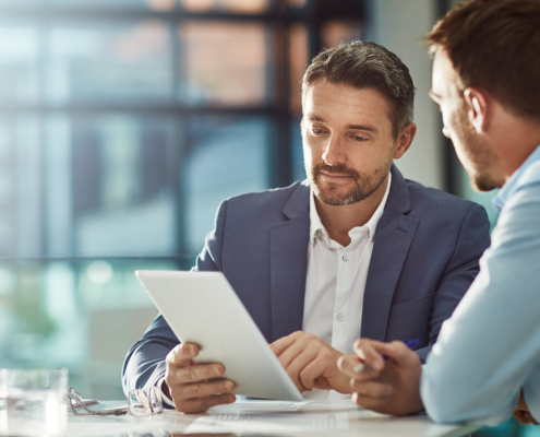 Teamwork Meeting, Tablet And Business People In Office Workplace